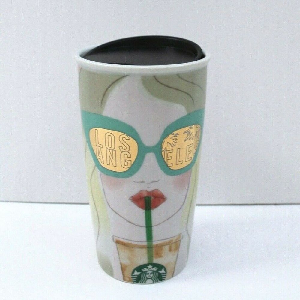 Starbucks LOS ANGELES Traveler Double Wall Ceramic Tumbler 12 oz